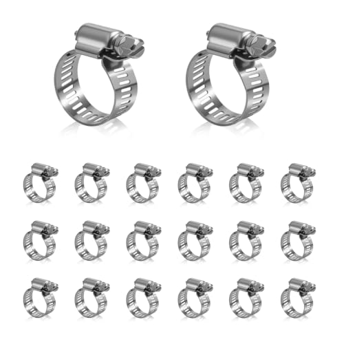 316L Stainless Steel Worm Gear Hose Clamps, 14-27 mm, 20-Pack