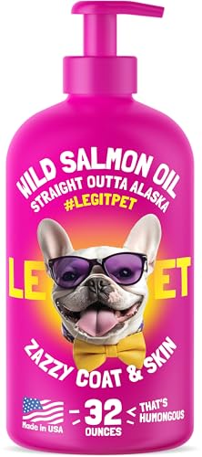 Wild Alaskan Salmon Oil for Dogs & Cats - Pure Fish Omega 3 6 9 Liquid EPA DHA Fatty Acids - Skin & Coat Supplement - Supports Joint Function, Brain, Eye, Immune & Heart Health - Made in USA 32 oz