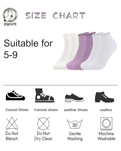 Image of DQCUTE Women's Ruffled Ankle Boot Socks - Soft Knit Cotton Lettuce Trim Crew Socks for Teen Women 6 Pairs