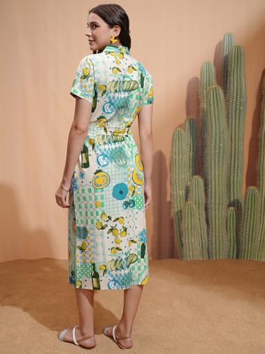 Image of Tokyo Talkies Women's Short Sleeves Shirt Collar Printed Dresses | Stylish| Casual