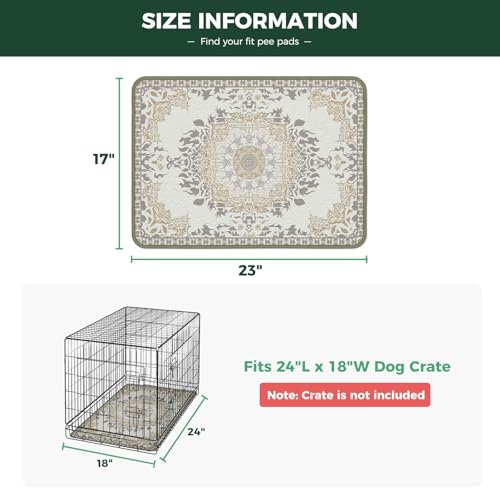 Image of FXW Washable Pee Pads for Dogs, Puppy Pads with Super Absorbent, Specifically Designed for 24inch Cages, 17 inch x 23 inch Rectangle, Boho, 2 Packs