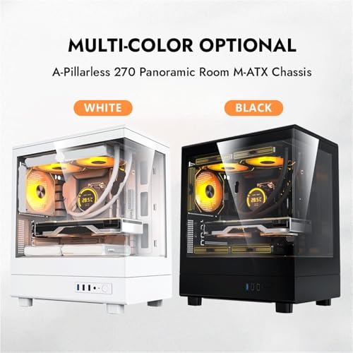 DB330M Gabinete para PC Desktop Micro-ATX, Panel Doble de Cristal Transparente 270°, USB3.0, Torre Media Gamer miniatura 4