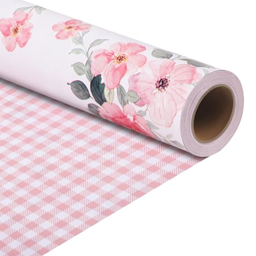 woric Reversible Floral Wrapping Paper Roll -Mini Roll- 17 Inch x 33 Feet