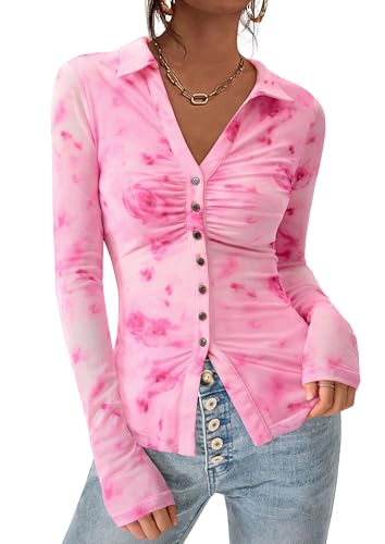 PRETTYGARDEN Women Button Down Floral Shirts 2026 Fall Trendy Long...