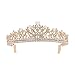 Produktbild Frcolor Braut Tiara Prinzessin Kopfschmuck Strass Kristall Perle Tiara Krone Stirnband für Hochzeit (Golden)