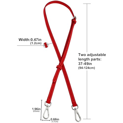 Image of Bag Leather Strap Replacement Adjustable Crossbody Shoulder Straps for XS MINI Pouch, No Damage Conversion Kits Accessories (MINI-Brilliant Red-Silver)