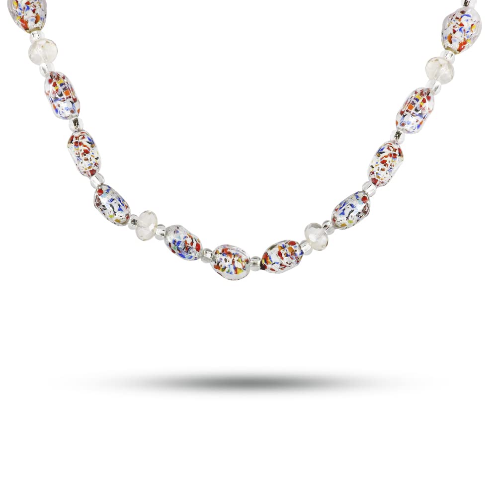 Venetiaurum - Collana Girocollo con Pietre in Vetro Originale di Murano e Argento 925 - Gioiello Made In Italy Certificato