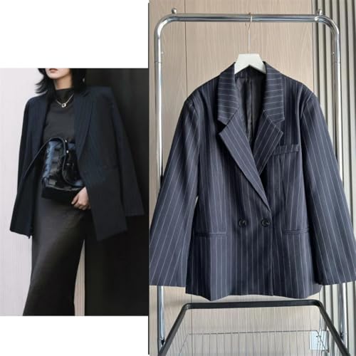 Women's Oversized Blazer Jacket for Women Street Fashion Pinstripe Loose Fit Single Breasted Suit Coat2