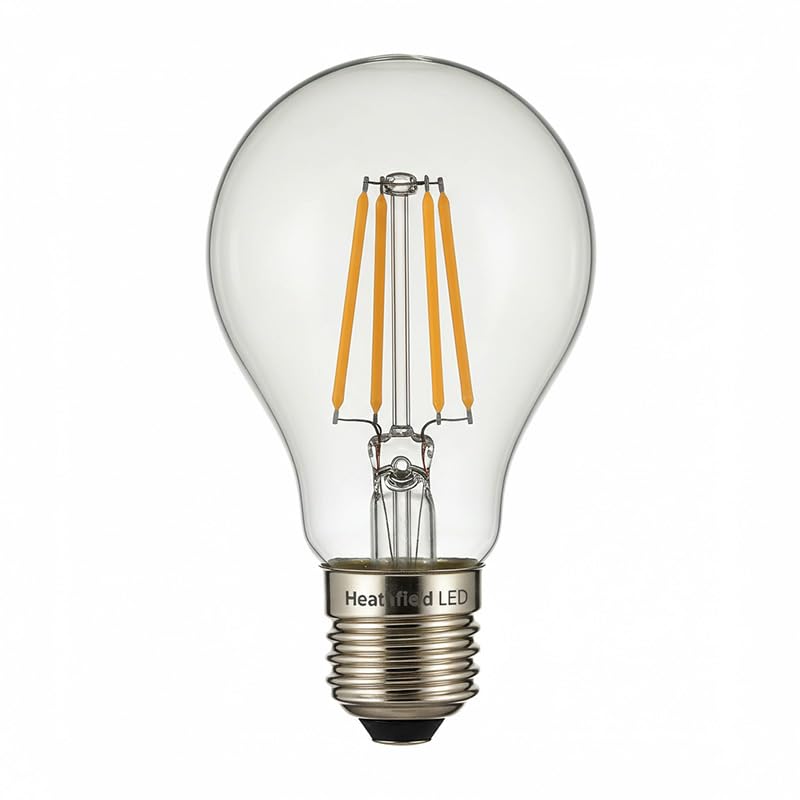 Heathfield LED Filament GLS Bulb, 7W ES, 6000K Daylight White, Dimmable, Pack of 5, 240V