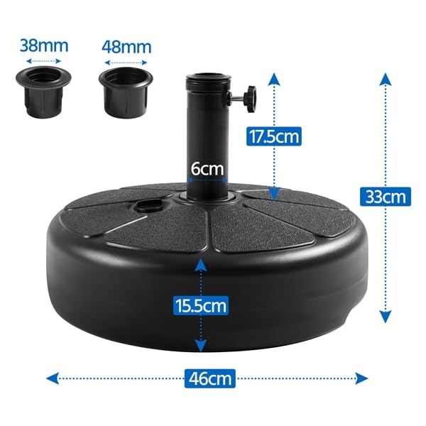 Yaheetech Sonnenschirmständer Schirmgewicht mit gemusterter Oberfläche Rund Schirmhalter mit Wasser/Sand Befüllbar für Schirmstöcke 38/48 mm, Schwarz