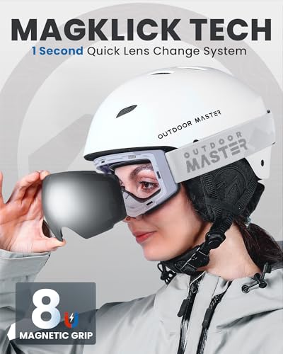 Image of OutdoorMaster Ski Goggles PRO - Frameless, Interchangeable Lens 100% UV400 Protection Snow Goggles for Men & Women ( Camo Frame VLT 10% Grey Lens with REVO Silver and Free Protective Case)