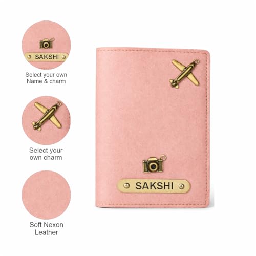 Image of Customized Couple Passport Cover Gift Set 2 Pcs | Personalized Leather Passport Covers with Name & Charm| Anniversary, Valentine, Birthday and Travel Gift (Grey)