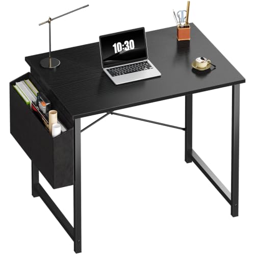 Image of OLIXIS Small Computer Desk, 31 Inch Gaming Desks for Home Office | Writing Study Craft Work Table, Computer Workstation for Bedroom Small Spaces with Storage Bag, Black