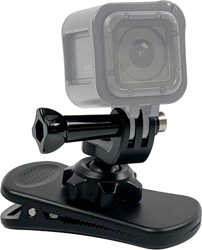 MyGadget Pinza Mochila para Gopro [rotación de 360 Grados] - Soporte Extra Fuerte para Cámaras Deportiva como GoPro Hero | Session | MAX/dji Osmo en Negro