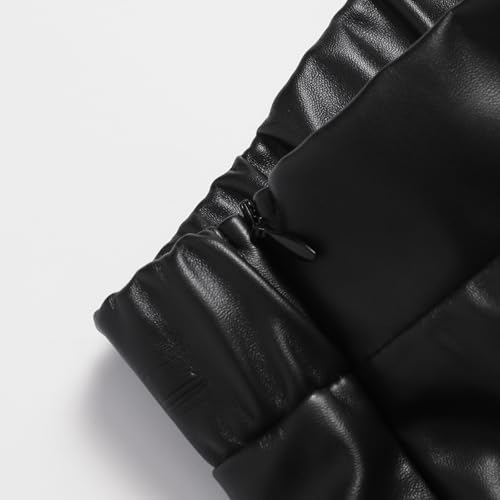 Women's High Waist A-Line Skirt - Slimming Elastic Waist Faux Leather Long Skirt, Princess Style Formal/Casual Wear4