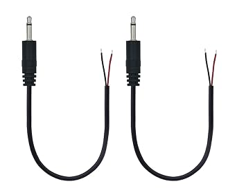 3.5mm Male Plug Jack Connector Replacement Repair, 3.5mm 1/8" 2 Pole to Bare Wire Audio Cable