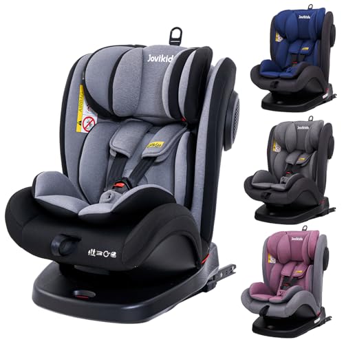 Jovikids Angela 360 Swivel ISOFIX Car Seat ECE R44 Certified Adjustable Headrest Group 0+/1/2/3 (0-36kg) 0-12 Yrs Top Tether Convertible Rotating Seat Baby Infant Car seat Black