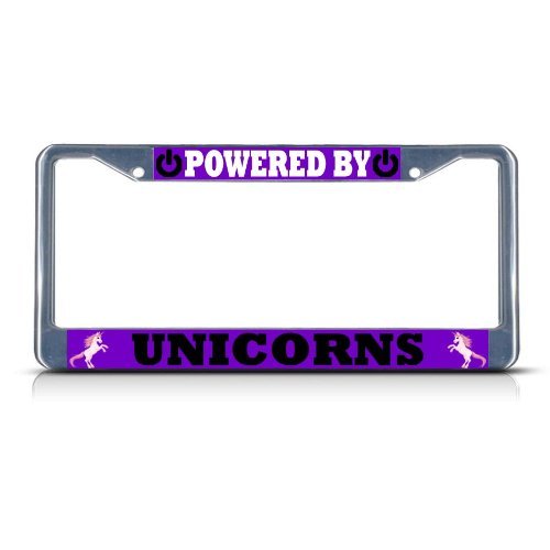 Fastasticdeals Powered by Unicorns License Plate Frame Tag Holder Cover