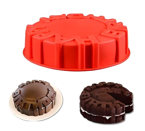 Holzsammlung Moule à gâteau d'anniversaire en silicone - Moule à dessert - Moule à gâteau à motif - Pour fêtes d'anniversaire, réunions entre amis