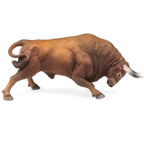 Deqube - Toro Bravo Colorado Embistiendo - Figura Coleccionable Pintada a Mano - Tamaño 17x8x4,2 cm - Modelo (90110105)