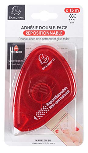 Exacompta - Réf. 12997E - 1 Dérouleur d'adhésif double-face repositionnable pour photos - Longueur : 15 m-dérouleur de couleur Framboise - permet de...