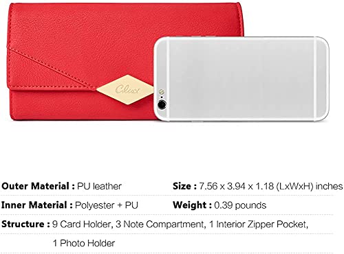 CLUCI Leather Wallet for Women Slim Designer Trifold Ladies Credit Card Holder3