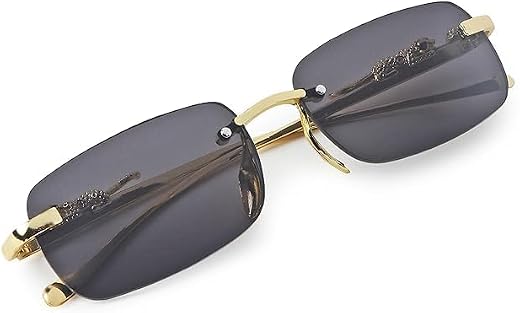 USJONES Mc Stan Rimless Sunglasses For Men and Womens Retro Luxury Metal Frameless Rectangle Leopard Arms Colored Lens Sun...