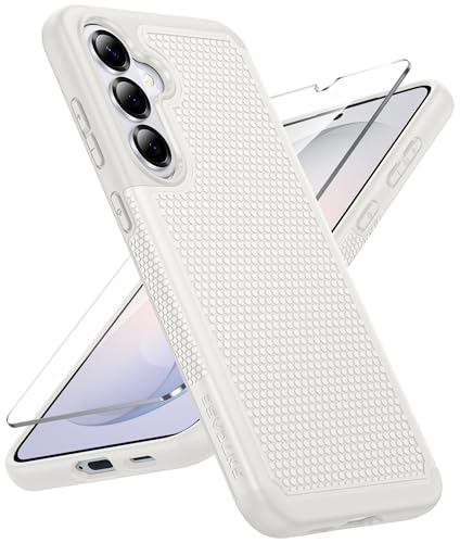 Image of FNTCASE for Samsung Galaxy S26 Case: Military Grade Drop Protection, 14ft Drop Protective, Screen Protector Included, Anti-Slip Tempered TPU+PC Dual Layer Shockproof Phone Case Cover (White)