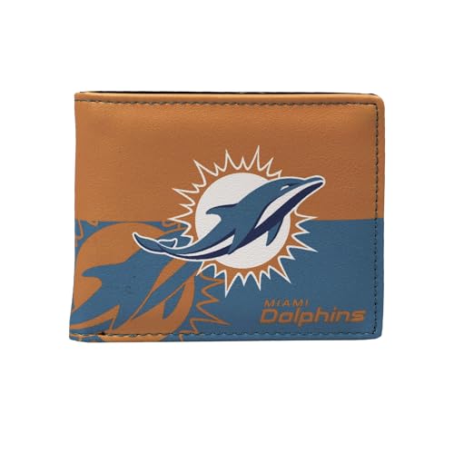 Image of Littlearth NFL Miami Dolphins Bi-Fold Wallet, Team Color, 4 inch x 5 inch x 1 inch