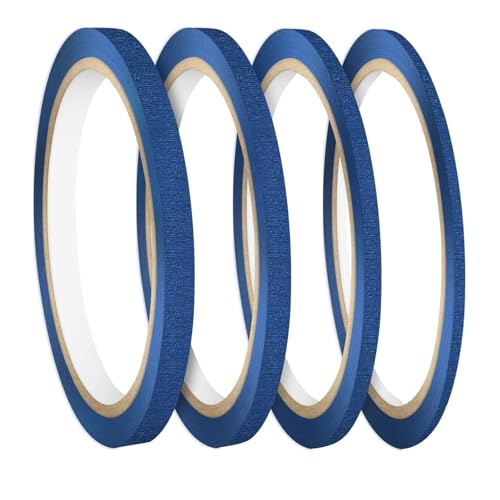 Image of 4 Pack Blue Painter's Tap丨 Blue Masking Tape, Fine Line Masking Tape 0.2 inch inch, 0.27 inch inch, 0.39 inch inch, 0.47 inch inch X22 Yard Blue Tape Thin Automotive Pinstripe Tape for Paint, Art, Tumblers - Total 87 Yard