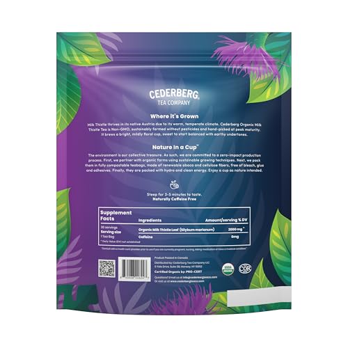 Image of Cederberg Tea Company Organic Milk Thistle Tea - 30 Tea Bags | Organic Herbal Tea From Single Origin | Eco-Friendly Tea Bags | Non-GMO Caffeine Free Tea With Zero Sugar