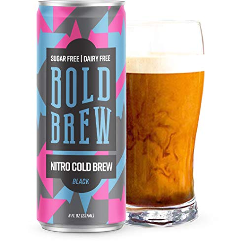 Bold Brew Nitro Cold Brew Coffee 8oz (12 Pack) | Premium Organic Arabica Coffee with Double Caffeine (180mg) | Sugarfree & Zero Calories
