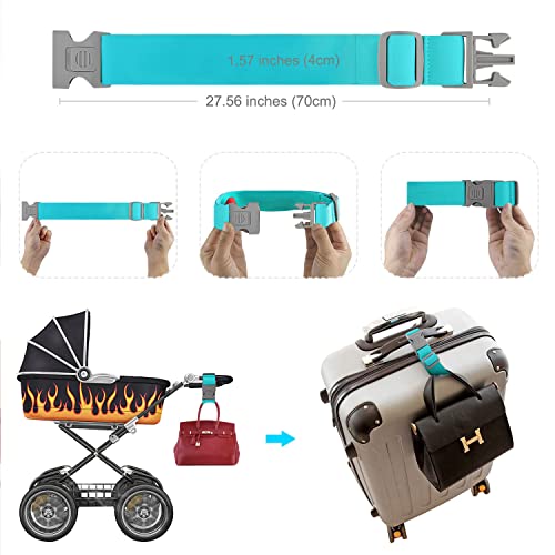 Image of ZINZ 2 PCS High Elastic Suitcase Belt Luggage Straps with Anti-Pinch Buckles, Heavy Duty Bag Bungees Travel Accessories, One Short and One Long,Green
