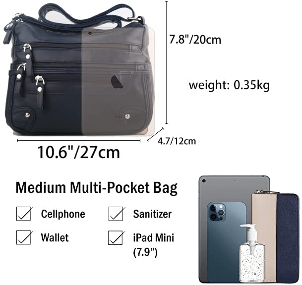 Image of ELDA 10 Pockets Crossbody Purses for Women Medium Pocketbooks Lightweight Ladies Satchel Bag Multi Pocket Shoulder Handbag
