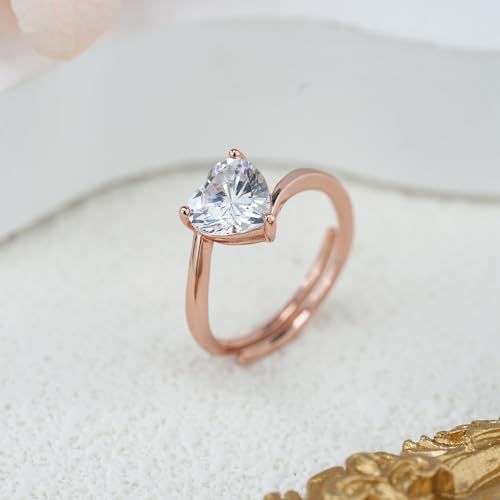 Adjustable Swirl Heart Solitaire Ring, Hallmarked 92.5 Sterling Silver