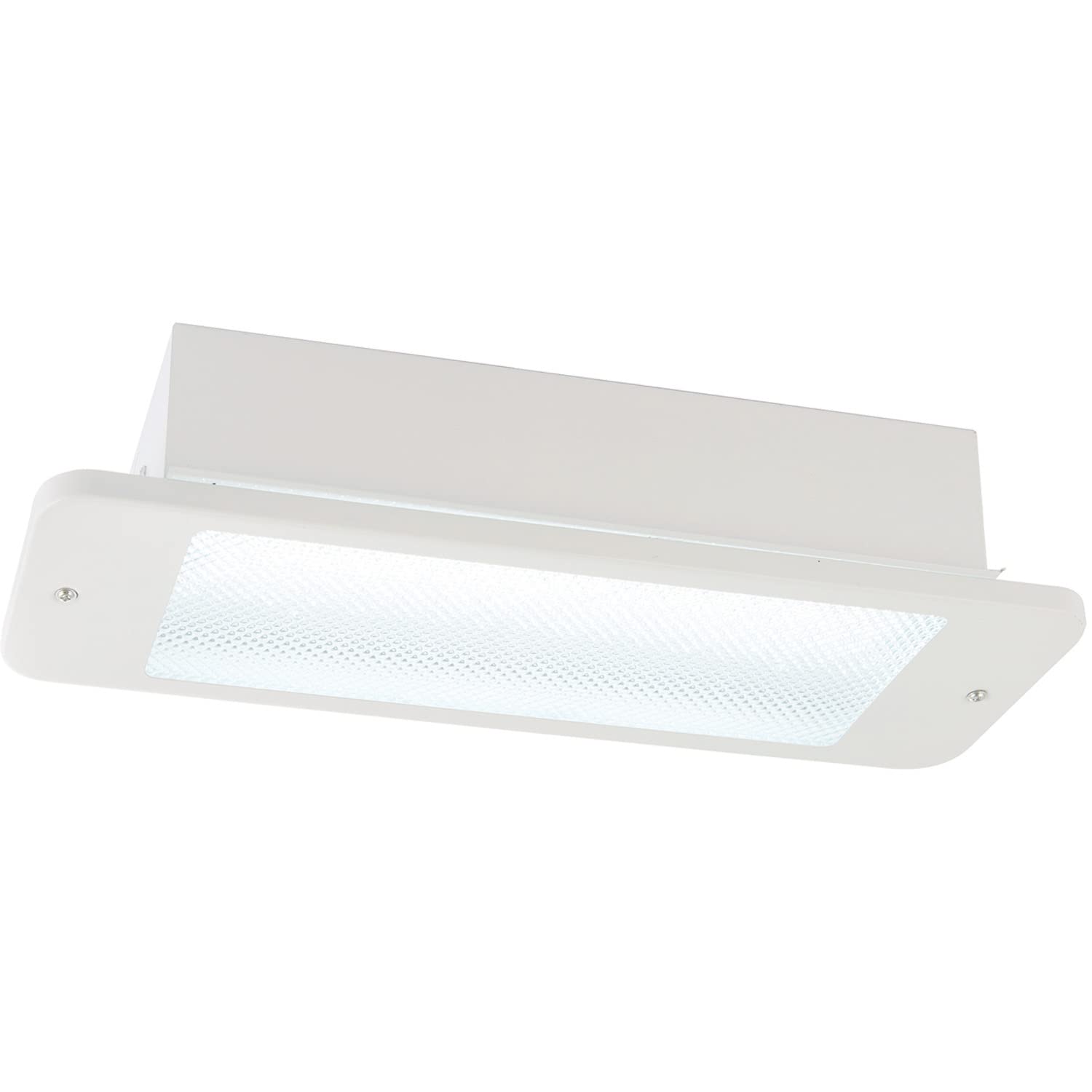 Loops White Recessed Emergency Ceiling Guide Light - 3W Daylight Led Module - Gloss Steel & Polycarbonate - Integrated Control Gear - Emergency Maintained Light Fitting