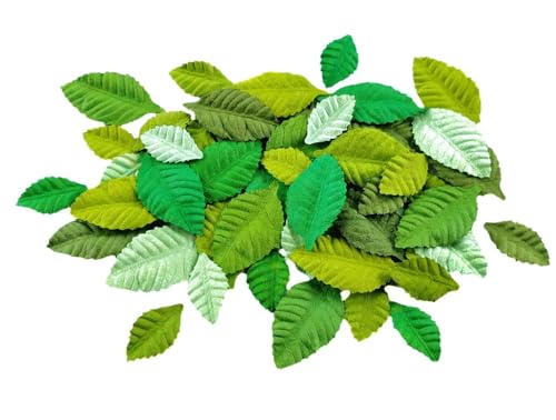 HukDok Hojas rosas, flores, morera, papel para manualidades, hojas, flores artificiales, hojas recortadas, papel para álbumes de recortes, boda, casa de muñecas, tarjetas, suministros (verde mezclado)