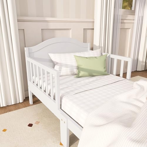 Image of Dream On Me Sydney Toddler Bed in White, Greenguard Gold Certified, BSA Certified, Low To Floor Design, Non-Toxic Finish, Safety Rails, Made Of Pinewood