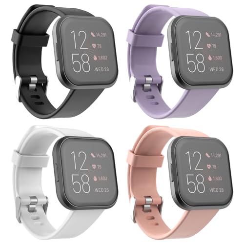 AGENTNANO �V���R���o���h 4�{�p�b�N Fitbit Versa 2/Fitbit Versa/Versa Lite/Versa SE�E�H�b�`�o���h ���f�B�[�X �����Y �\�t�g�X�|�[�c���X�g�o���h �����p�X�g���b�v