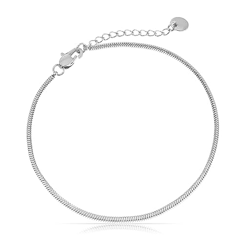 Made by Nami Herren Armband aus Edelstahl Silber/Gold • Minimalistisches Armband Herren • Armbänder für Herren • Silberarmband Männer • Filigrane Cuban Link Chain Armkette (Schlangen Design Silber)