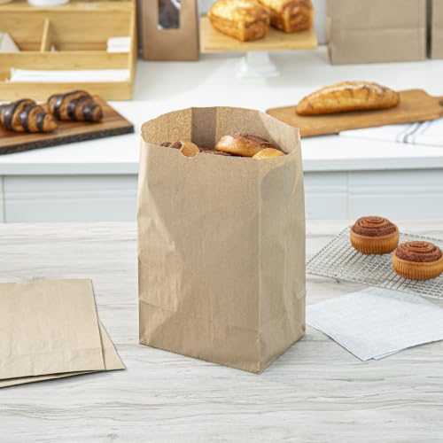 Restaurantware Brown Paper Bag 500 Count 8.23 × 5.91 Inches Kraft Bag Sturdy Rectangular Bottom Grocery Paper Packaging Natural Kraft Color for Packing Groceries Retail Products - Image 3