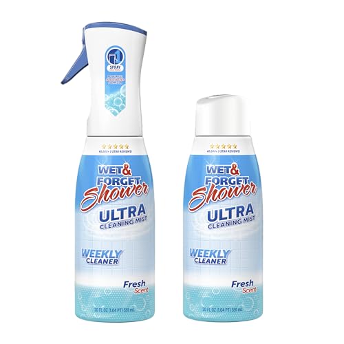 WET & FORGET Shower Ultra Cleaner Mist Fresh Scent No-Scrub Weekly Bathroom Spray for Fiberglass,...