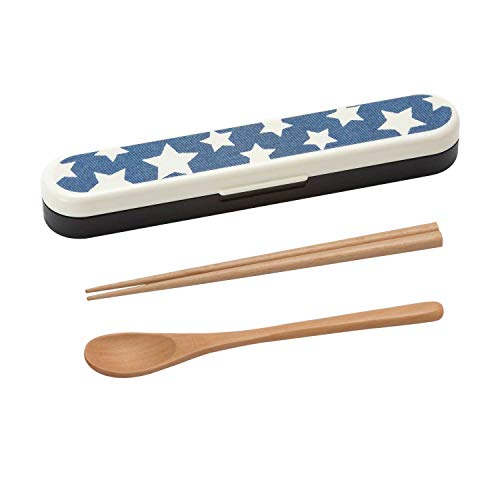 ナカノ 箸 スプーン コンビセット ブルー 約幅4×奥行19×高さ2.3cm Potter デニムスター MM-572 1個入1個セット