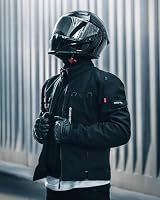 RIDEIRON Motorradjacke Herren Winter CE Class A mit Schulter- und Ellenbogenpolstern(CE-2),herausnehmbarem Innenfutter winddichtem Motorradschutz Schwarz-L – Ansicht 3