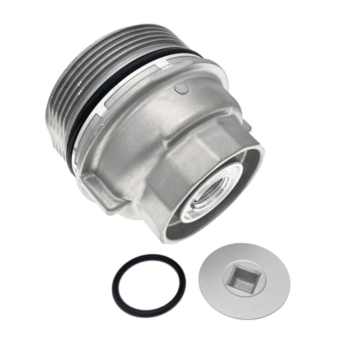 Norkmdi Car Oil Filter Housing Cap Assembly, OEM#15620-31060 15643-31050 Aluminum Vehicle Engine Oil Filter Housing Cover with Plug Drain, Compatible with ES300h LS460 RX450h