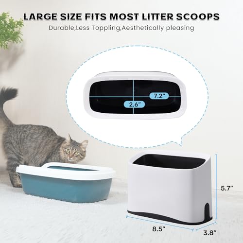 Image of Cat Litter Scoop Holder Universal Scooper Storage Caddy for Most Kitty Poop Shovel, Durable Removable Pet Pooper Stand for Plastic / Metal Waste Scoops, Double-Layer Mini Desktop Trash Can - L White