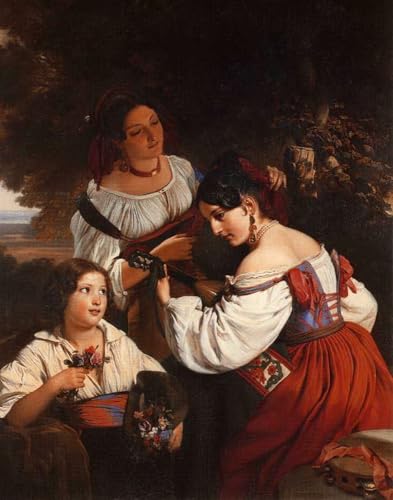 Peinture scène de genre romain et tableaux de femmes célèbres à l'huile