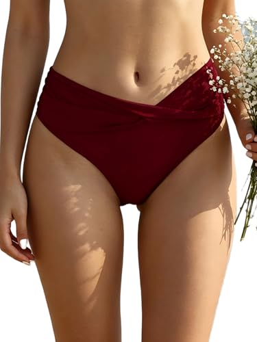 Bas de maillot de bain devant plissé galbant et slip de bain couvrance modérée