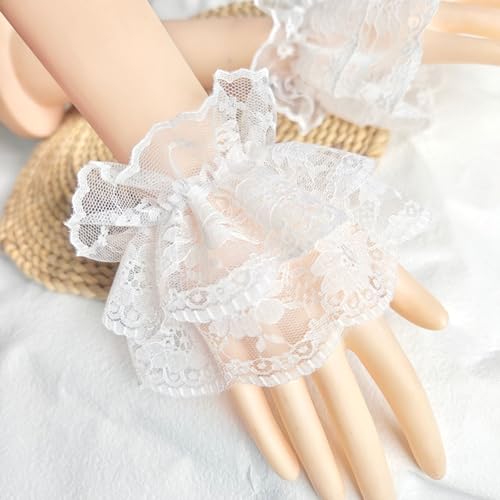 Lolita Lace Gloves White Hand Sleeve Lace Elastic Cuffs for Women Girls Halloween Cosplay Masquerade Party Accessories 1 Pair3