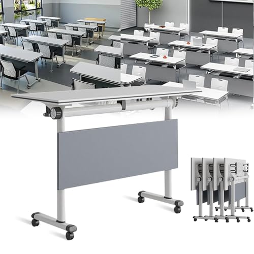 Großer weißer modularer Seminartisch mit klappbarem rechteckigem Design, rollende leise Rollen für einfache Mobilität – ideal für Konferenzen und Veranstaltungen Großer weißer modularer Seminartisch mit klappbarem rechteckigem Design, rollende leise Rollen für einfache Mobilität – ideal für Konferenzen und Veranstaltungen